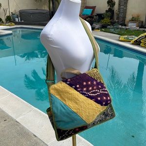 Vintage,1-of-a-kind handmade Indian bag made from recycled materials | OS